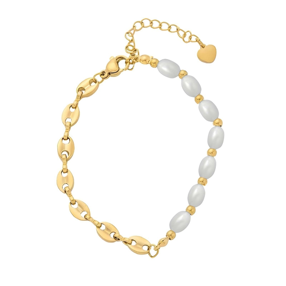 Brand New 18K Gold Mask Faux Pearl Lovely Bracelet